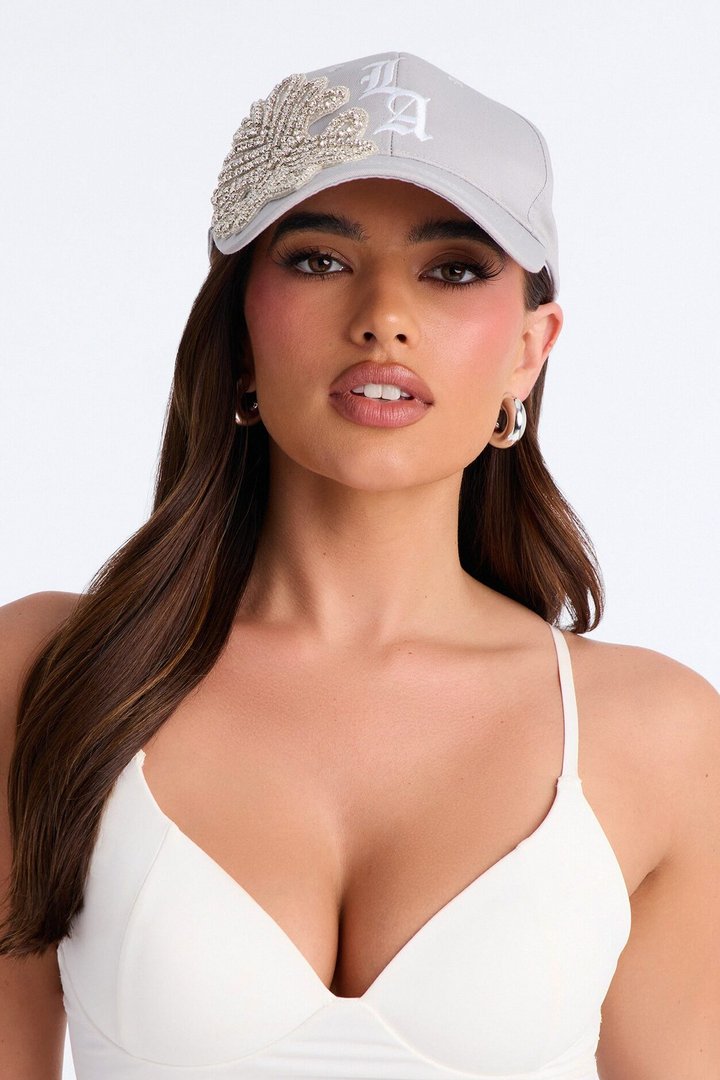 In My City LA Embellished Baseball Hat - Grey