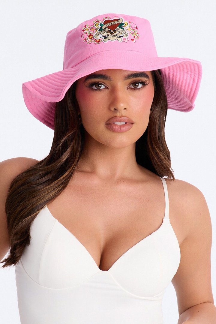 Love Kills Ed Hardy Bucket Hat - Pink/combo