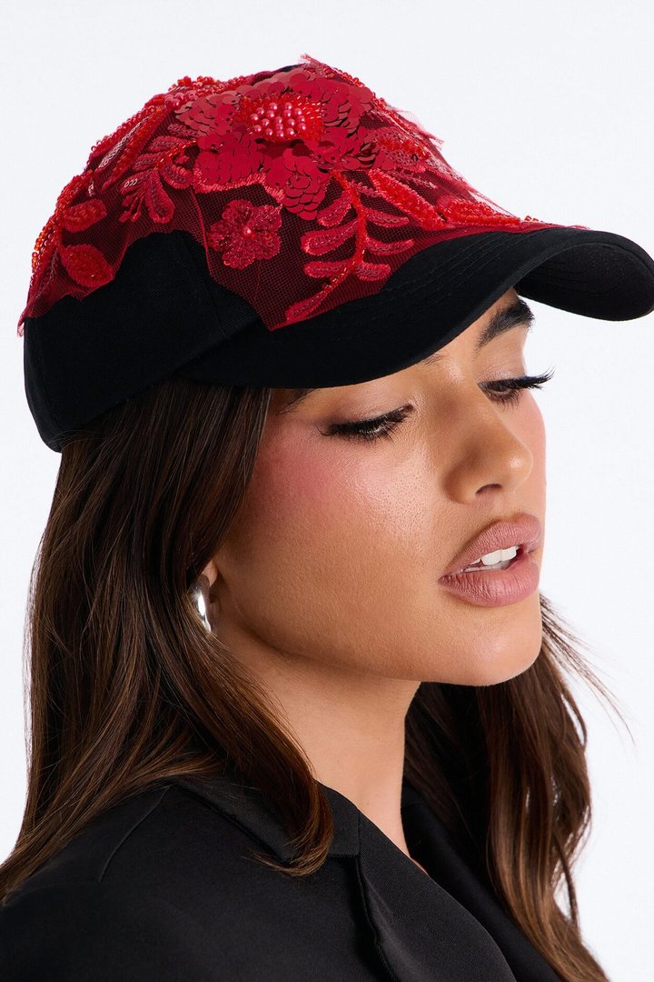 Bright Side Baseball Hat - Black/Red