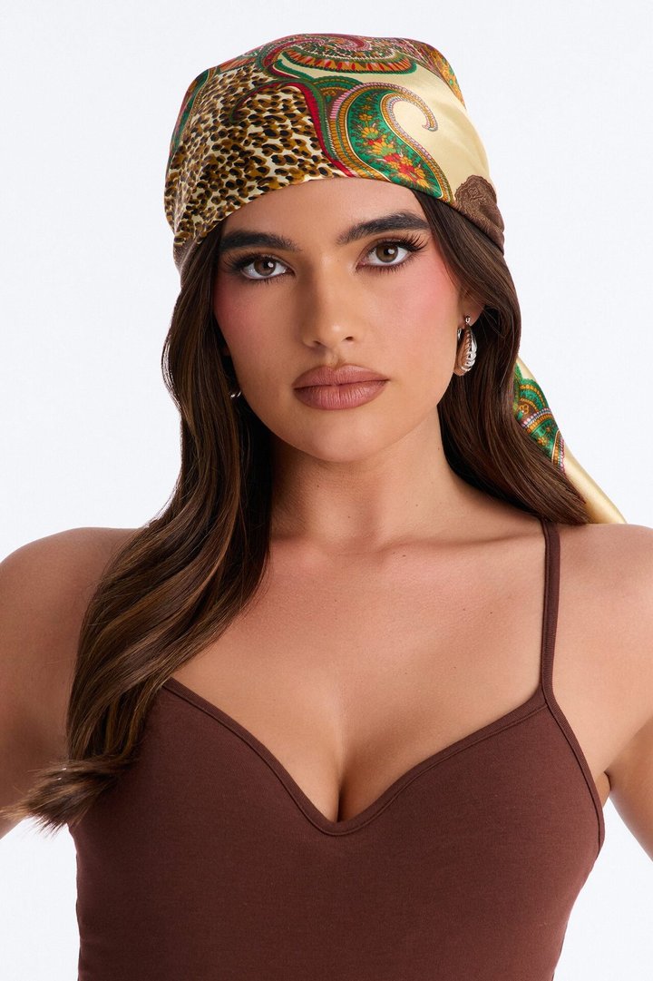 Susanna Paisley Head Scarf - Beige