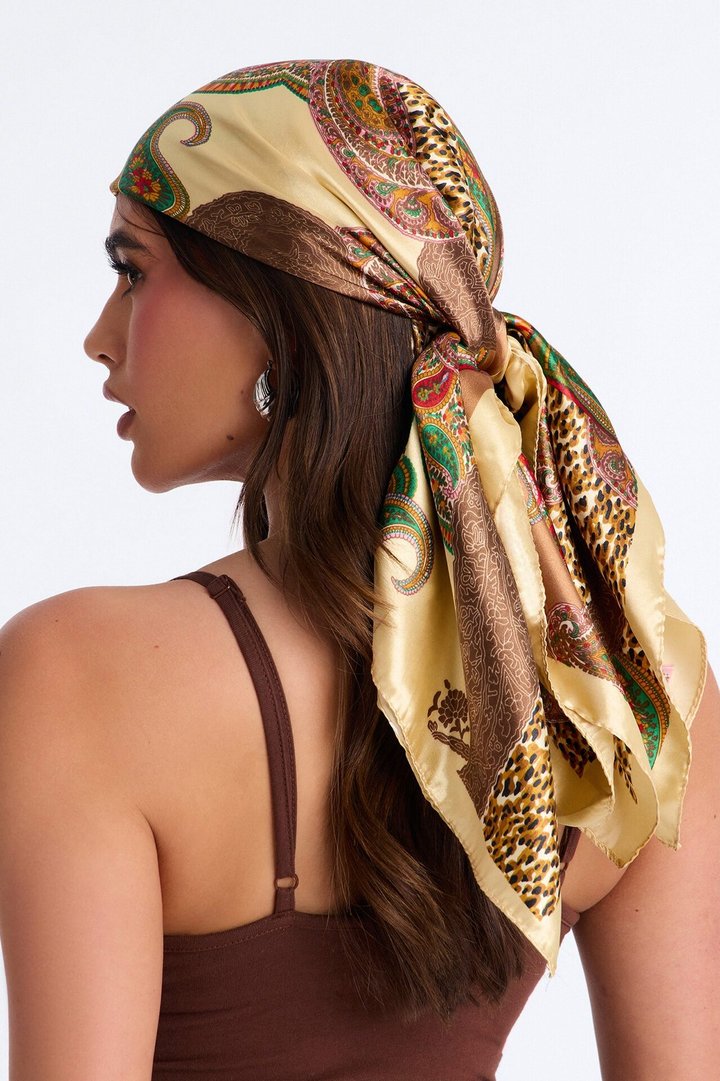 Susanna Paisley Head Scarf - Beige