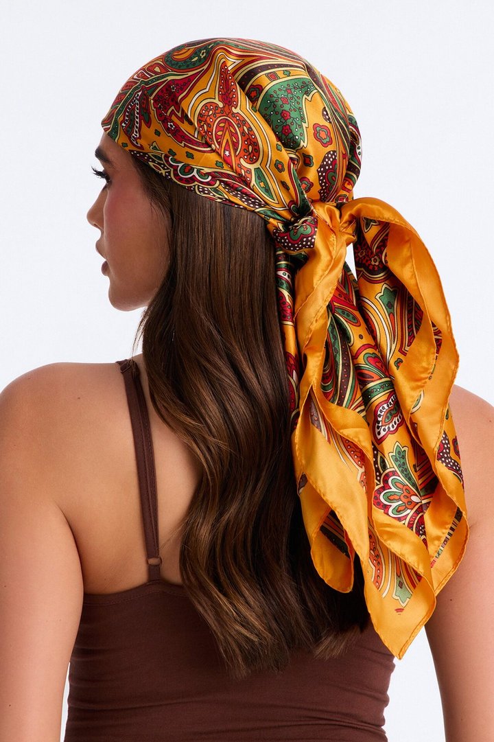 Lilly Paisley Head Scarf - Orange
