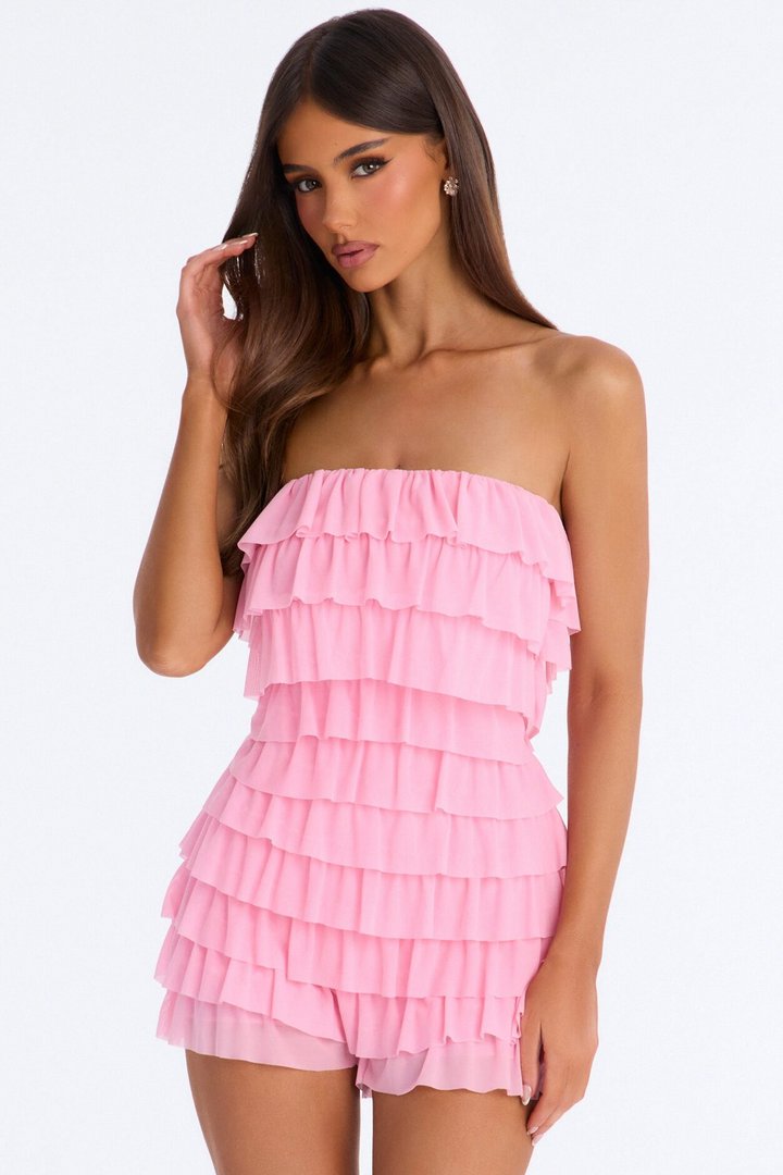 Good Girl Gone Rogue Mesh Romper - Pink