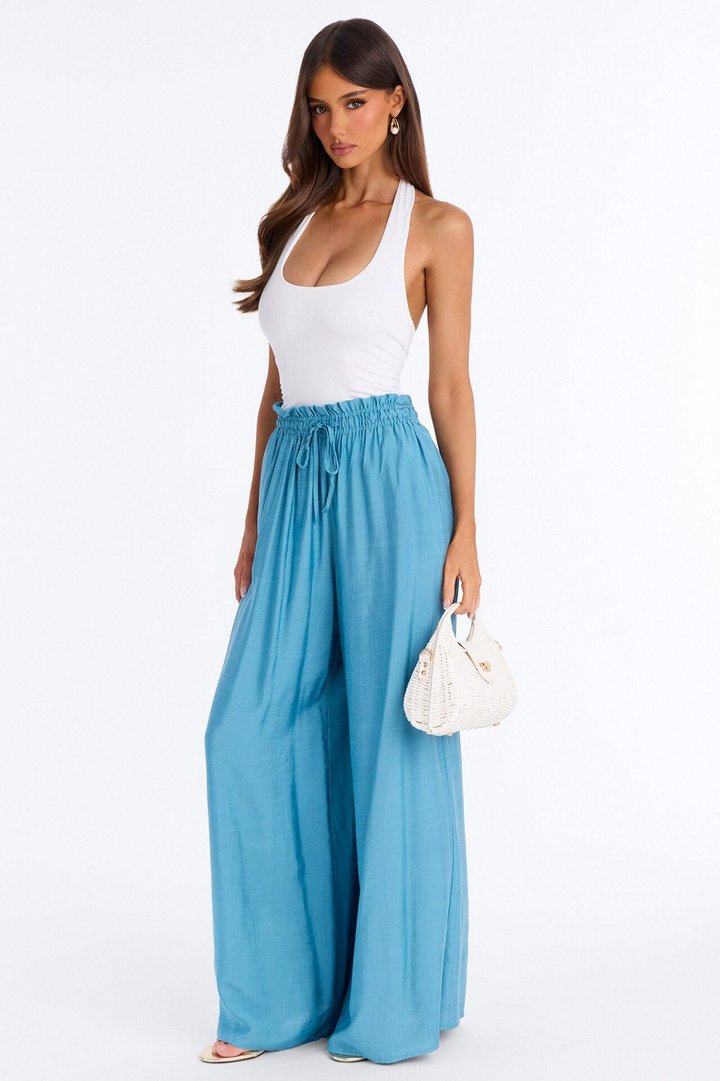Lainey High Rise Wide Leg Pant 33″ - Teal