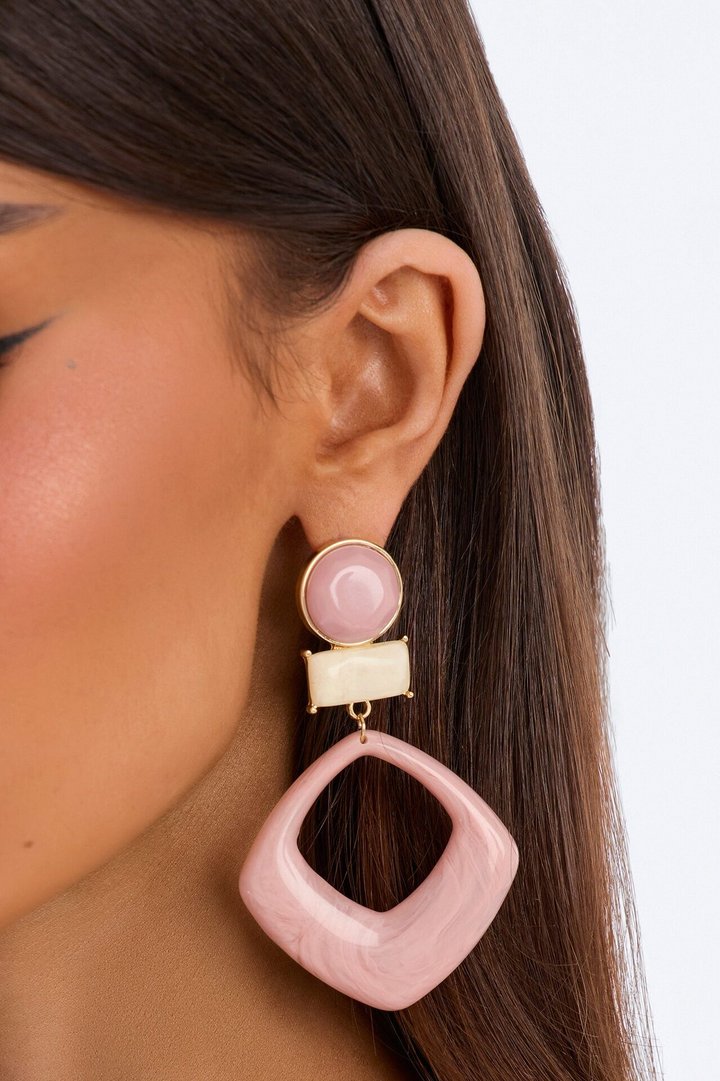 Calmness Over Chaos Jeweled Drop Earrings - Pink