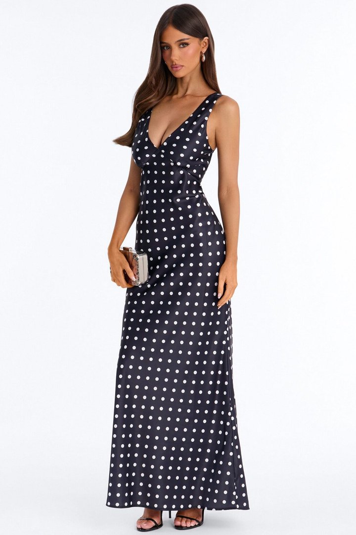 Meet Me There Polka Dot Maxi Dress - Black/White