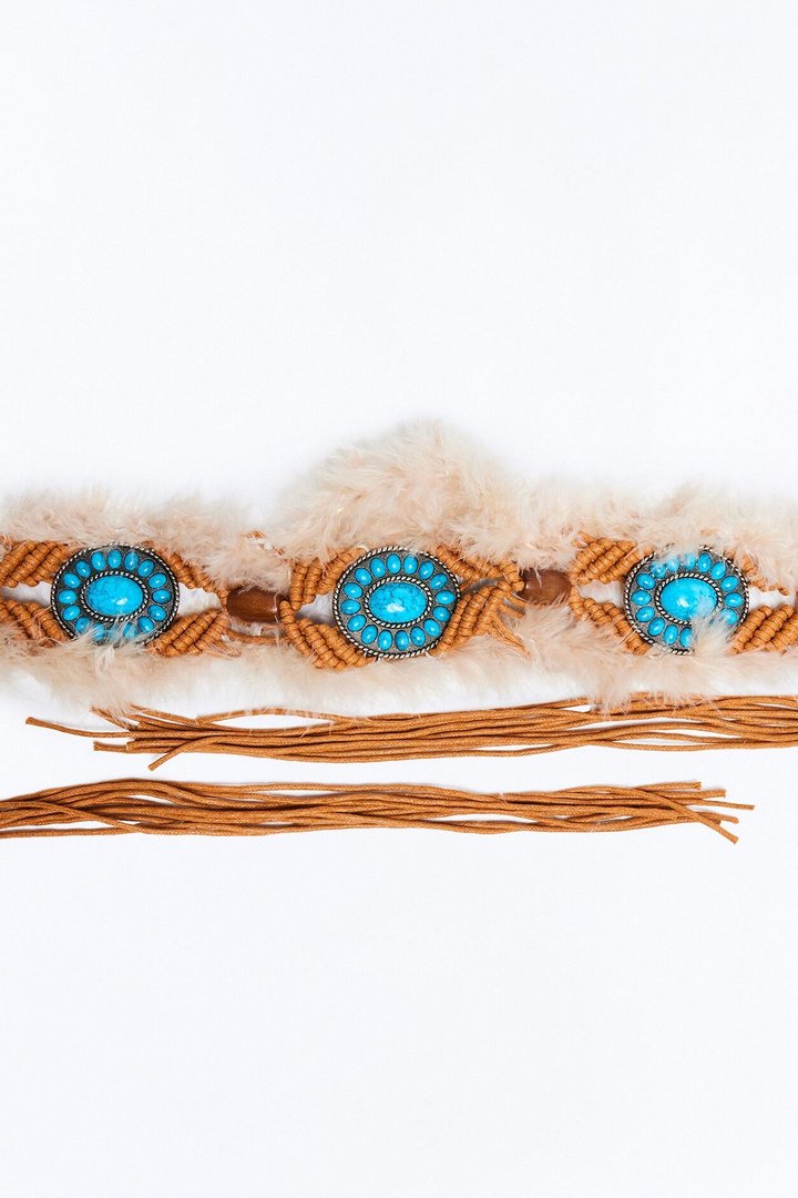 Voodoo Vibes Braided Faux Suede Belt - Brown/combo
