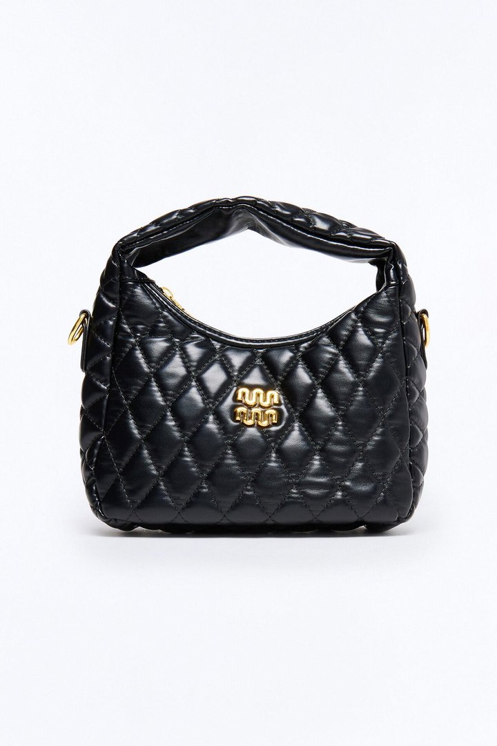 Pillow Talk Faux Leather Quilted Bag - Black