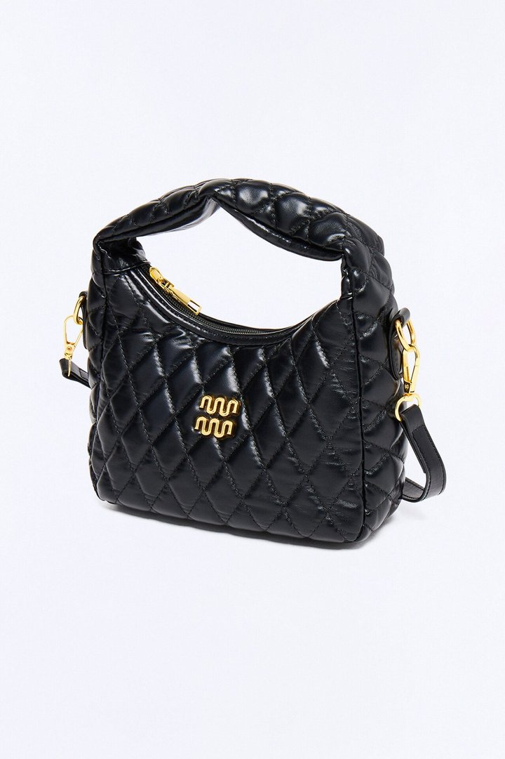 Pillow Talk Faux Leather Quilted Bag - Black