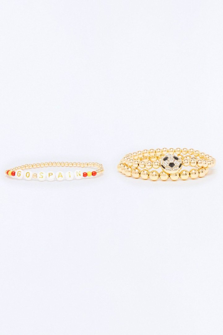 Go Spain Soccer 3 Piece Bracelet Set - Gold