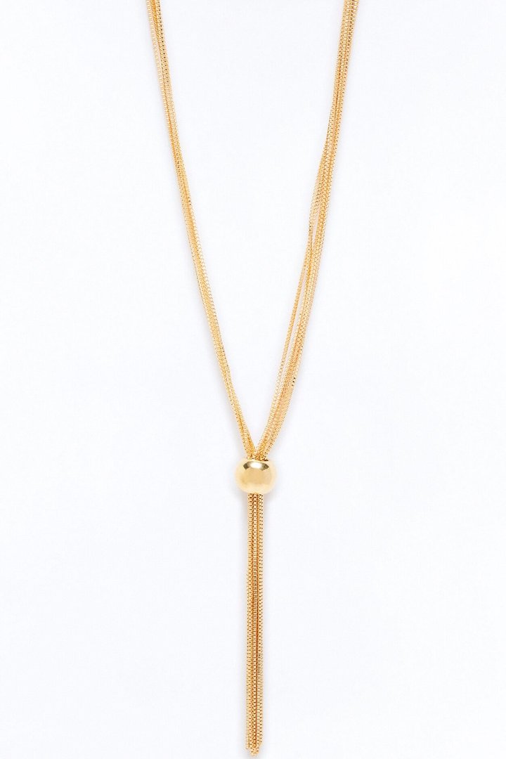 Hold On Tight Fringe Lariat Necklace - Gold