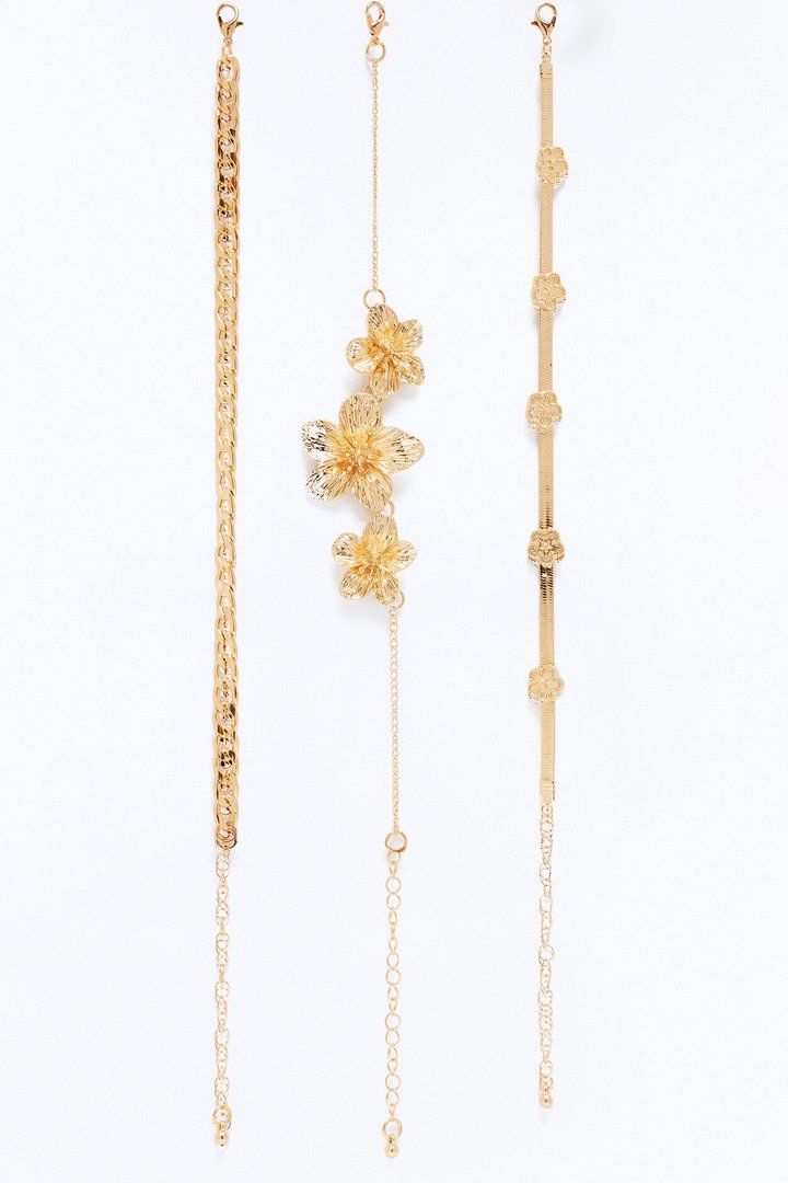 Lost In The Islands 3 Piece Anklet Set - Gold