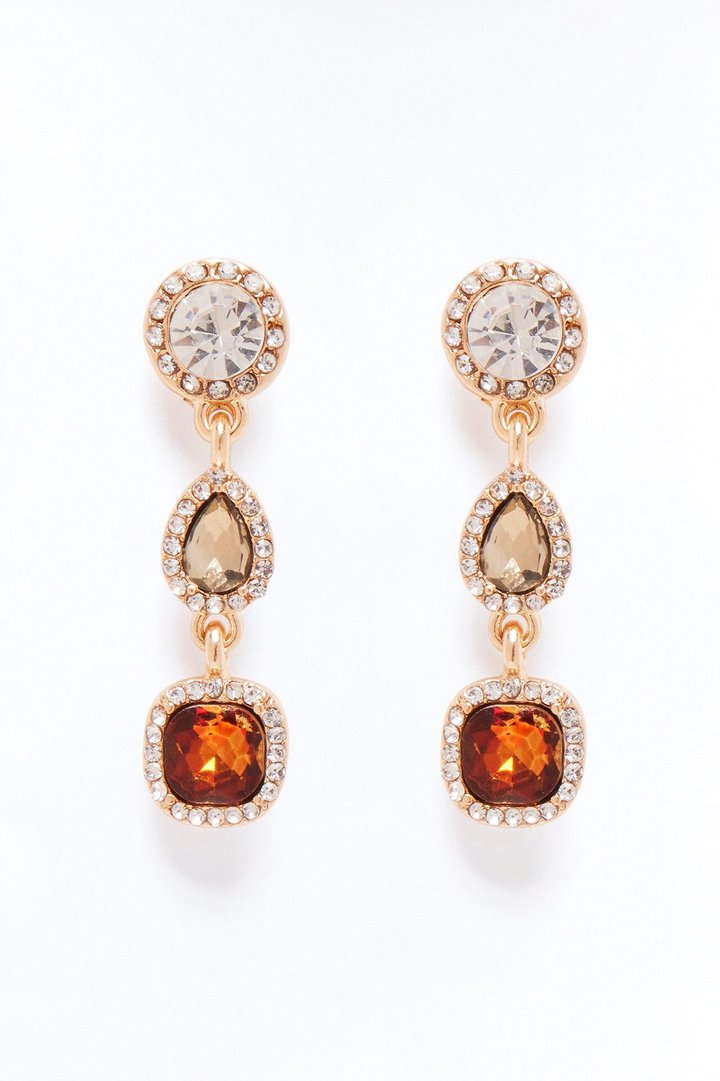 A Good Rule Rhinestone Earrings - Gold/combo