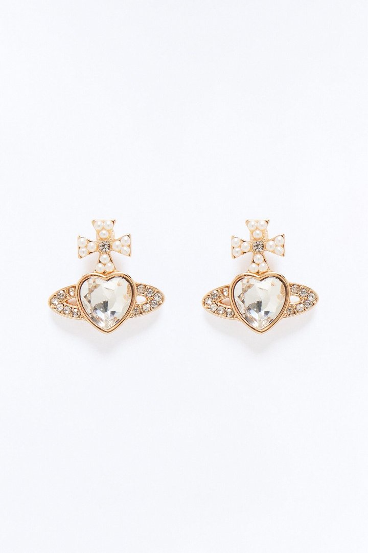 Queen Of The World Rhinestone Stud Earrings - Gold