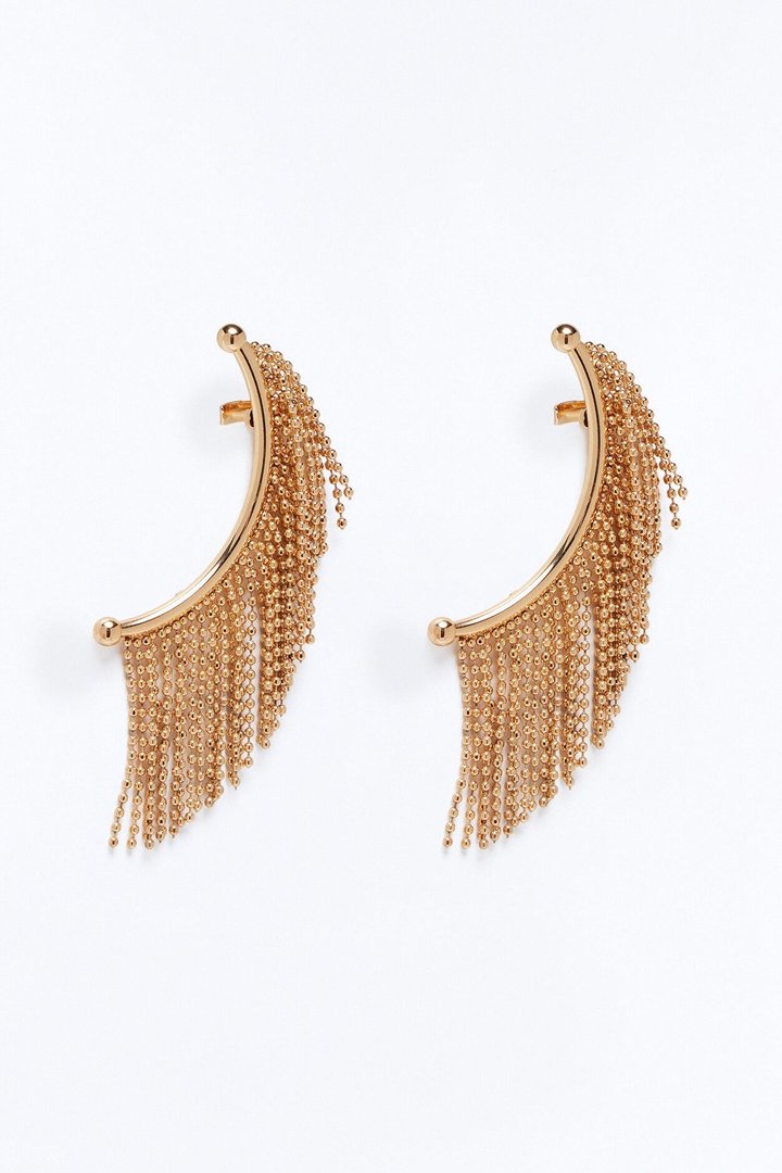 Let It Be Fringe Hardware Ear Cuff - Gold
