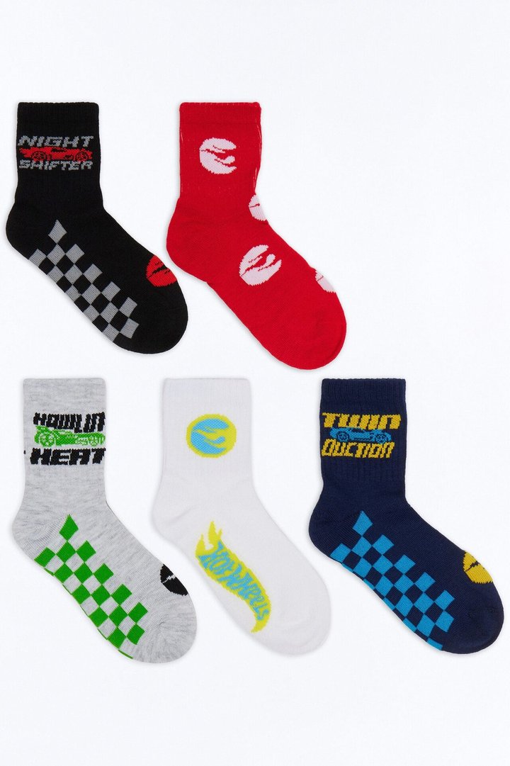 Mini Hot Wheels Night Shifter 5 Pack Crew Socks - Blue/combo