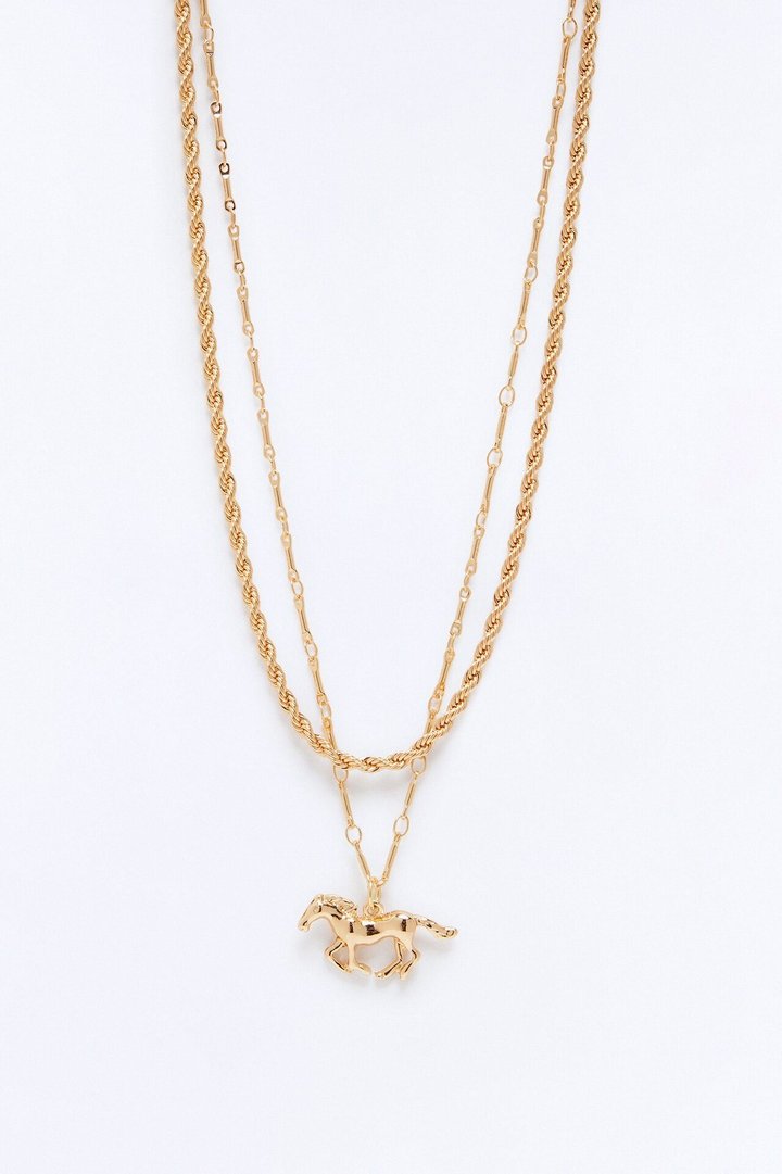 Ride A Horse Pendant Necklace - Gold