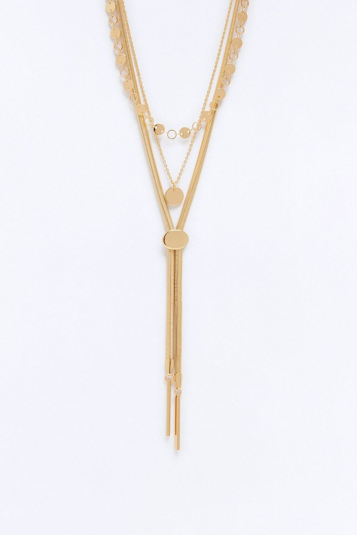 Far Tide Layered Lariat Necklace - Gold