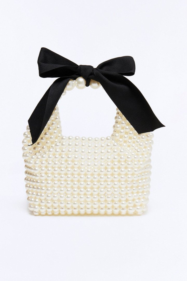Queen's Pearls Beaded Crossbody Handbag - White/combo