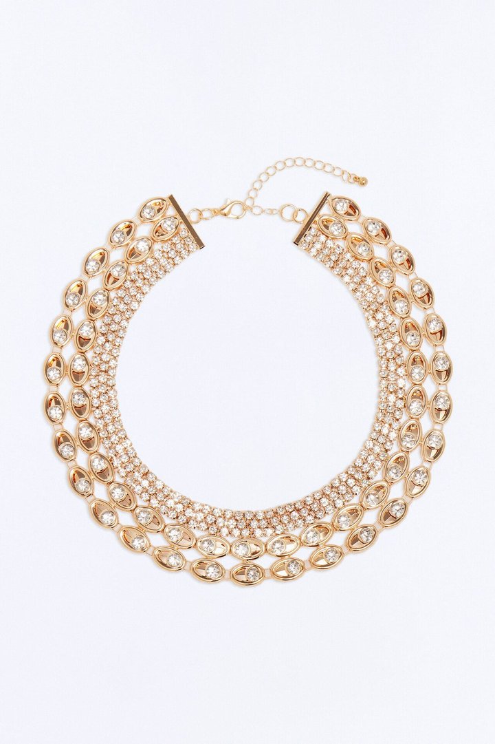 One Of Those Nights Rhinestone Choker Necklace - Gold