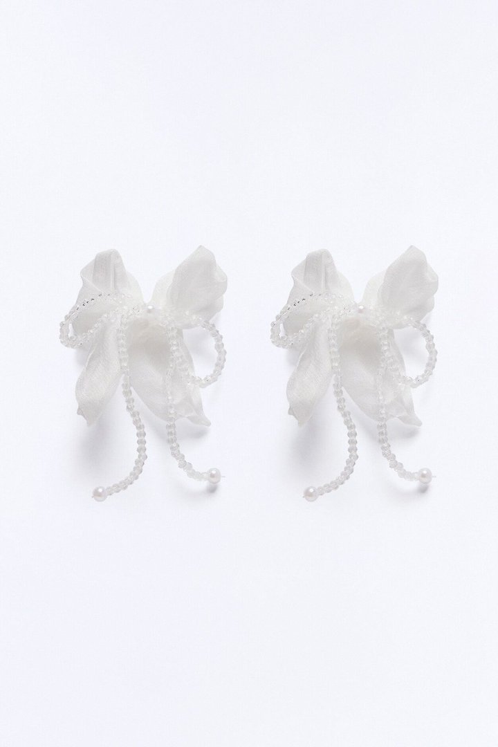 Most Precious Beaded Drop Earrings - White