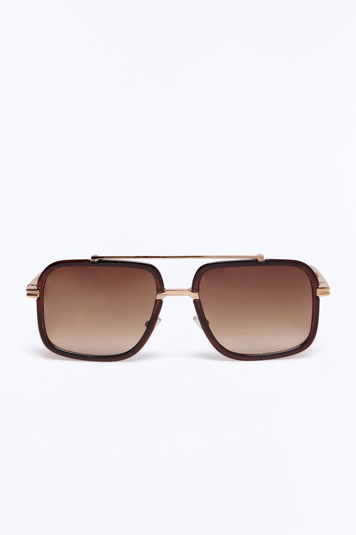 Double Glance Aviator Sunglasses - Gold/Brown