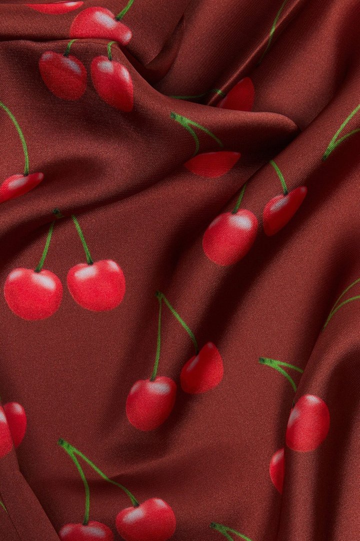 Cherry Season Satin Head Wrap - Burgundy