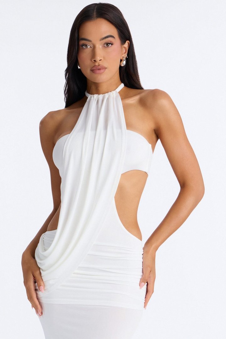 Daphne Draped Maxi Dress - White