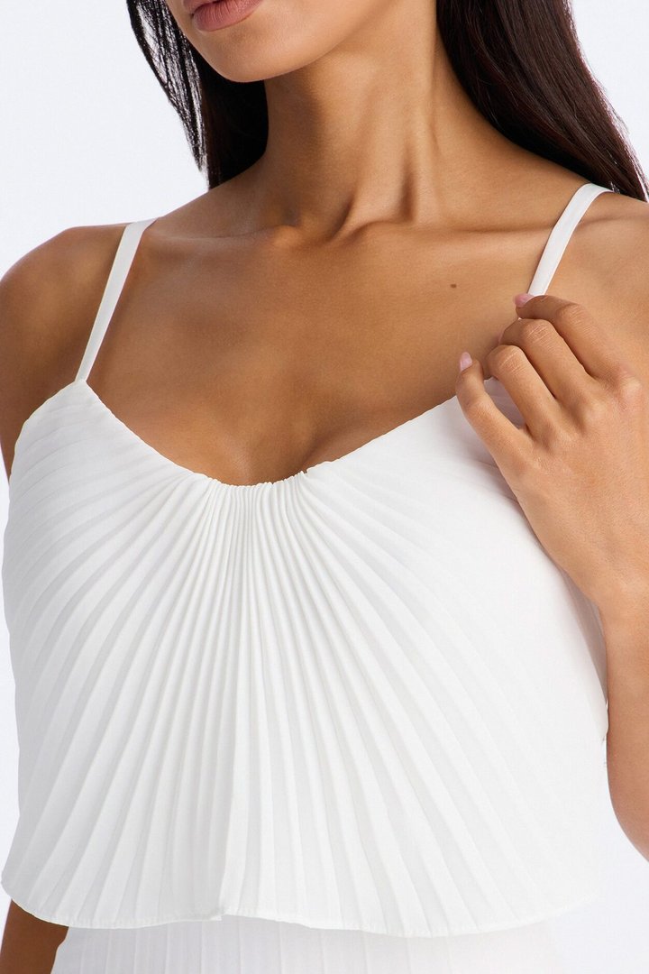 Cassidy Chiffon Pleated Maxi Dress - White