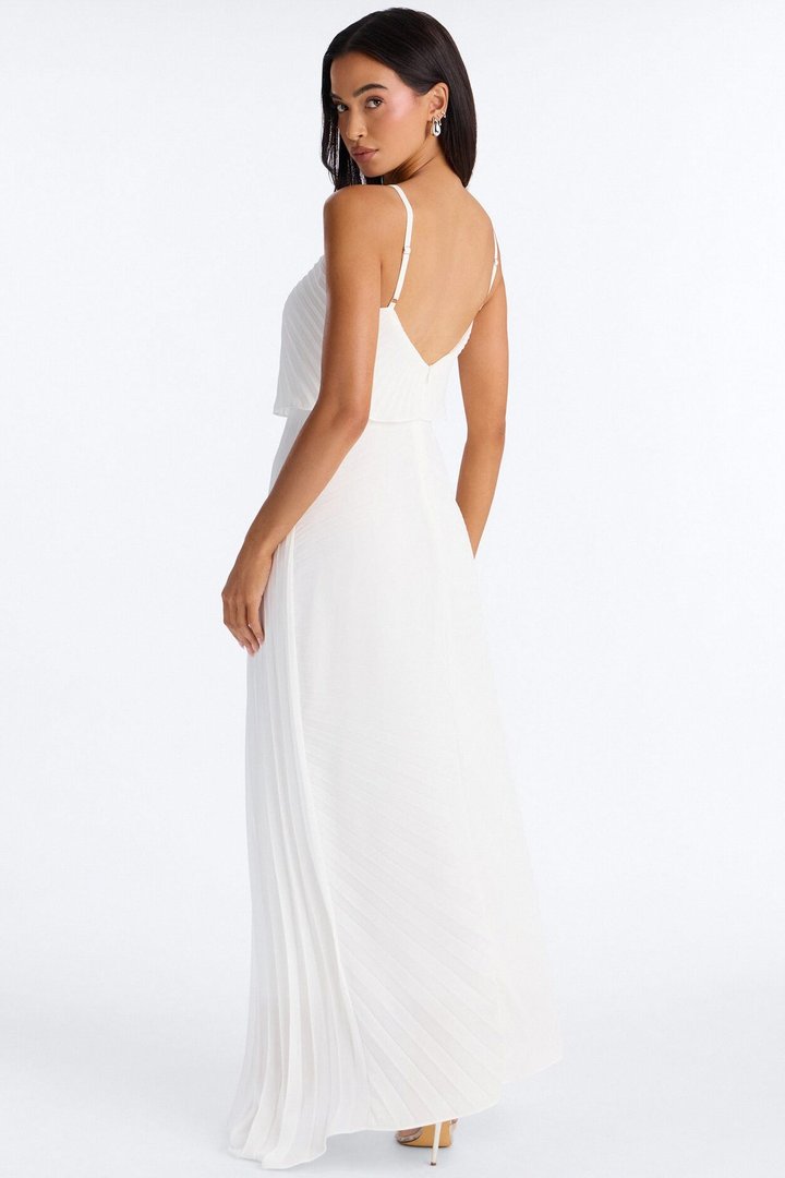 Cassidy Chiffon Pleated Maxi Dress - White