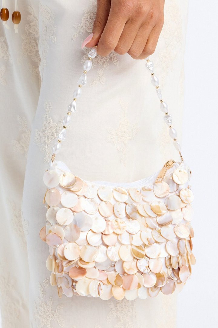 In Tulum Seashell Satchel Handbag - Natural/Combo