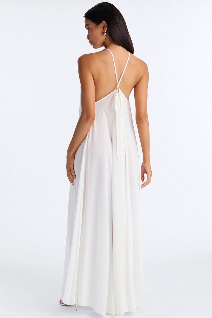 Amara Flowy Chiffon Maxi Dress - White