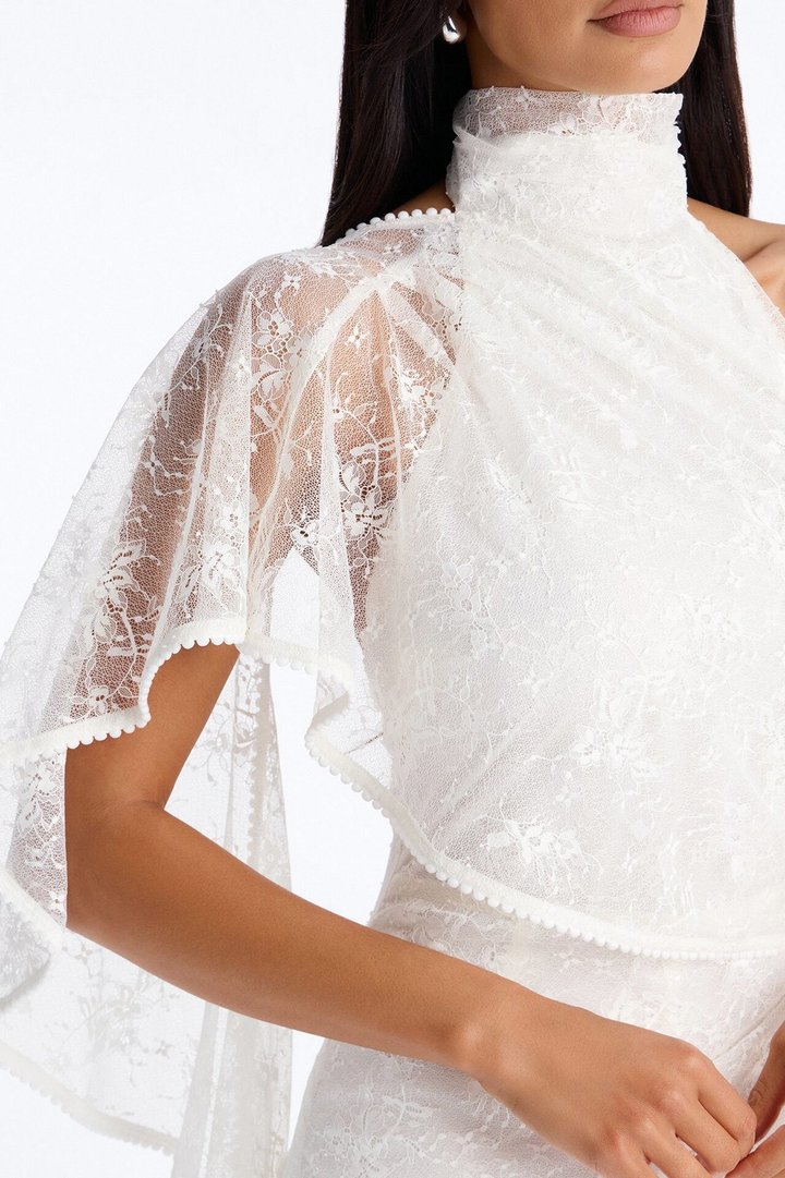 Tayla Draped Lace Wide Leg Jumpsuit - White