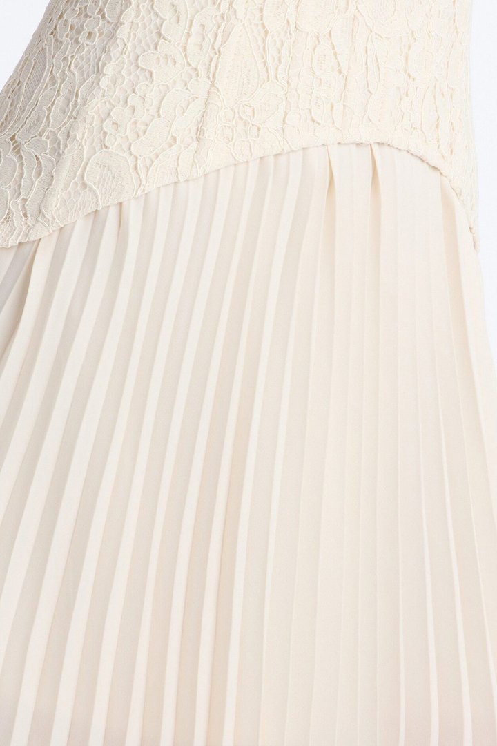 Daniella Lace Corset Pleated Mini Dress - Cream