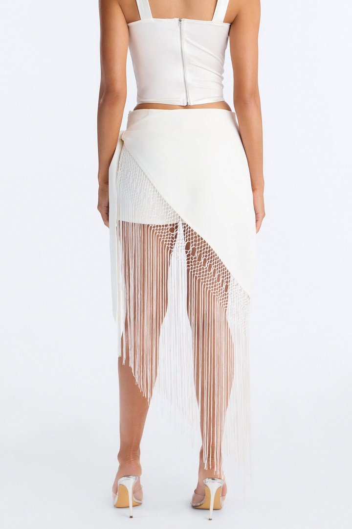 Willow Fringe Wrap Short - Ivory