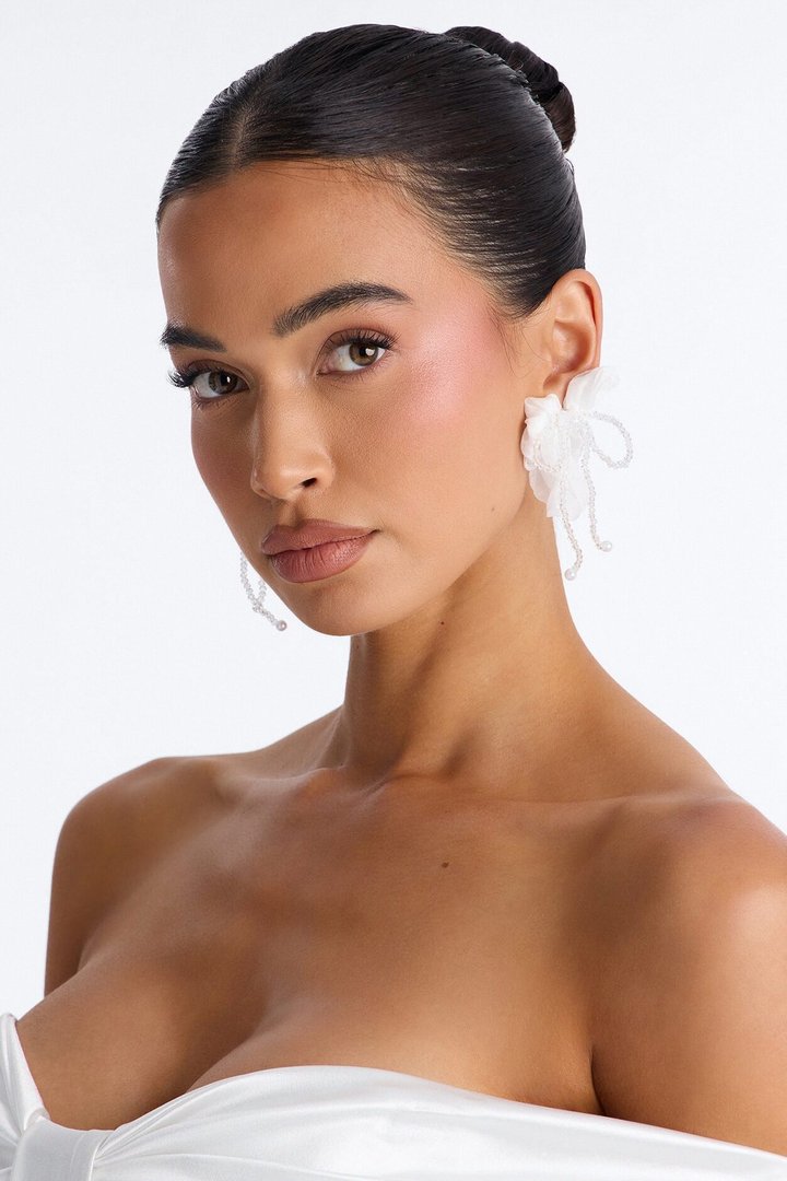 Most Precious Beaded Drop Earrings - White