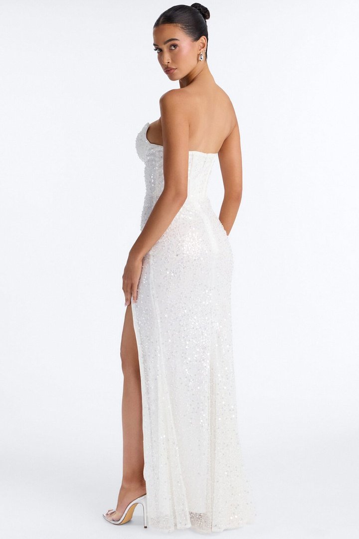 Juliana Embellished Corset Gown - White