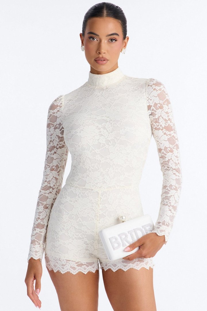 Bride's Pearls Faux Leather Clutch - Ivory