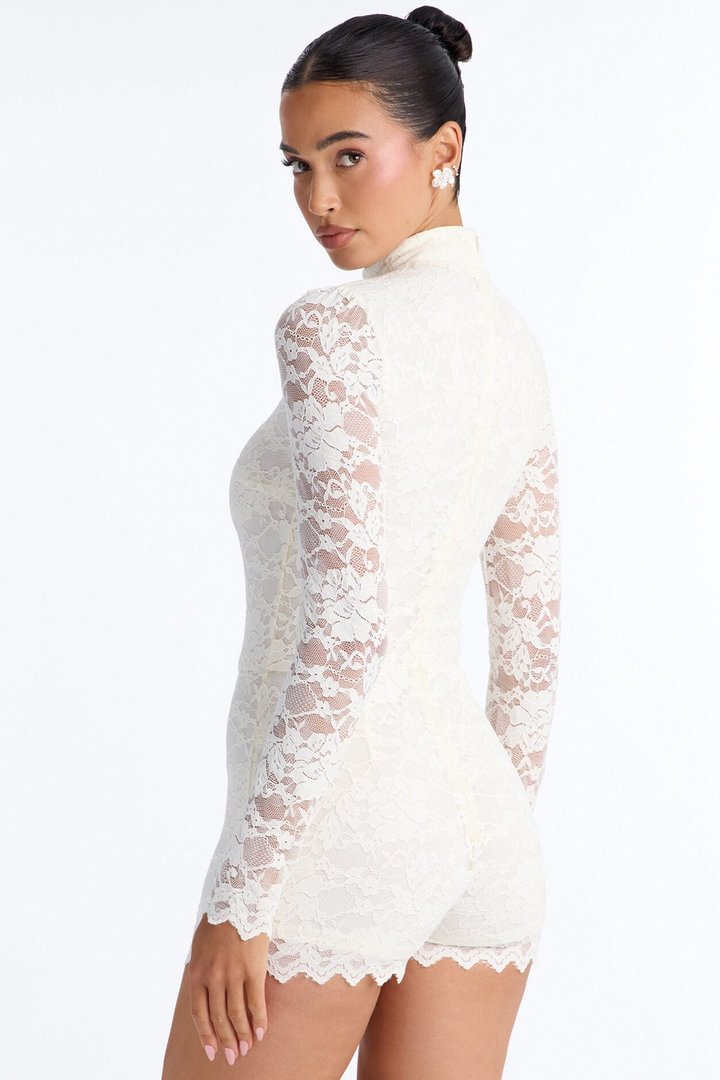 Camila Lace Micro Romper - Ivory