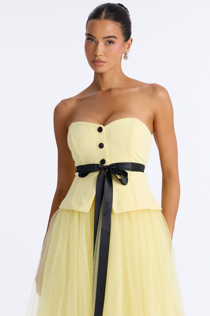 Rosy Girl Tulle Maxi Dress - Yellow