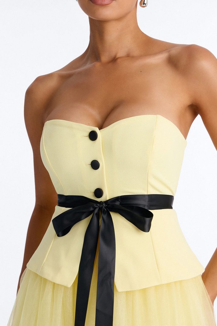 Rosy Girl Tulle Maxi Dress - Yellow