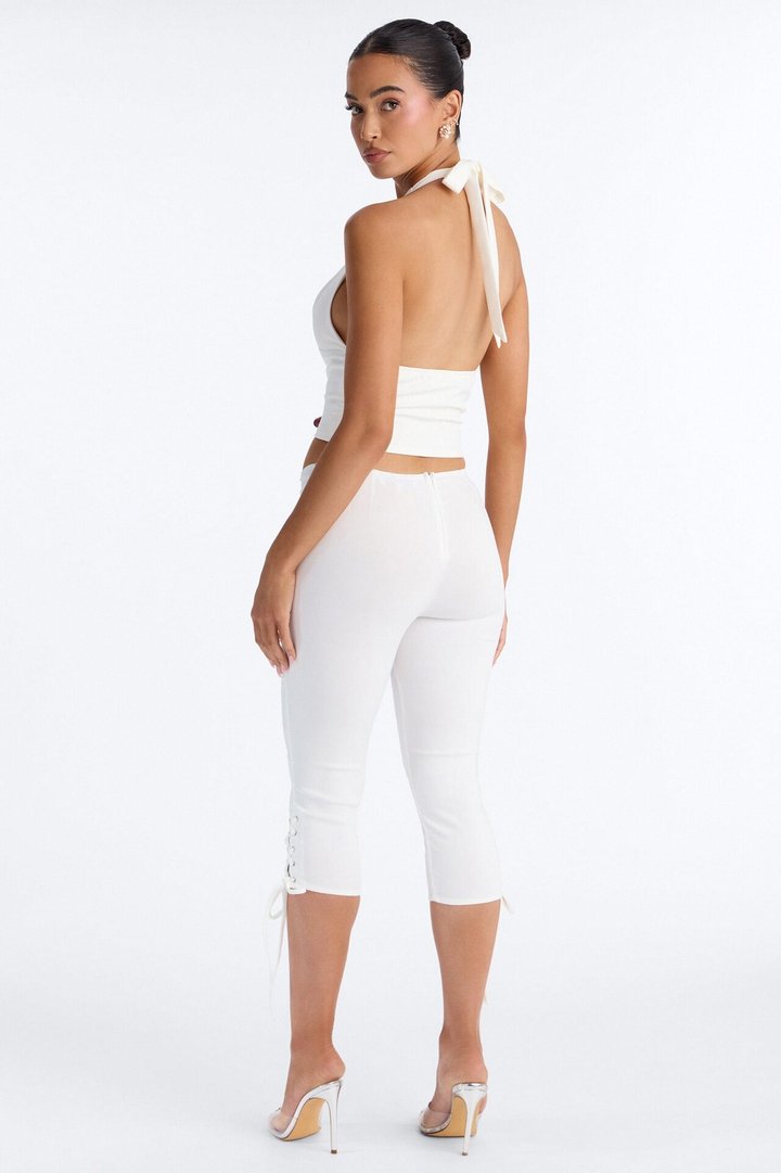 Inara Mid Rise Skinny Capri Pant - White