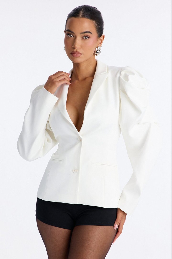 Make a Statement Puff Sleeve Blazer - White