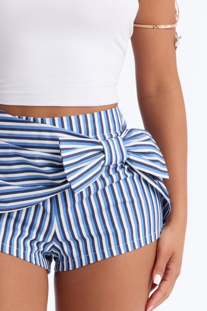 Waverly Bow Striped Short - Blue/combo