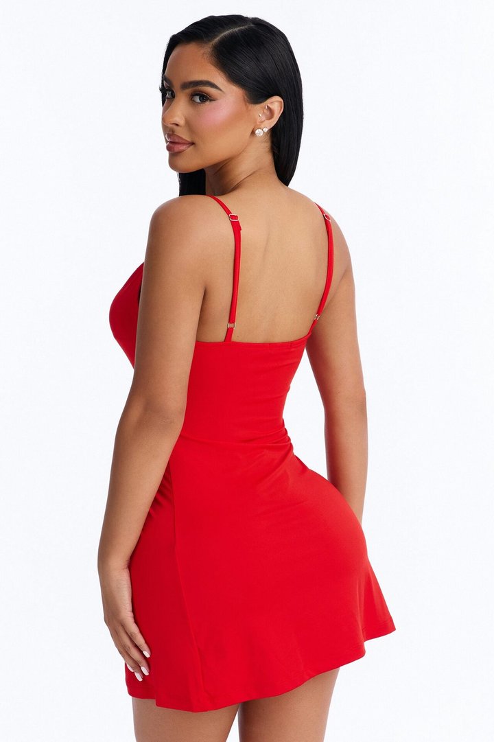Georgina Cowl Neck Mini Dress - Red