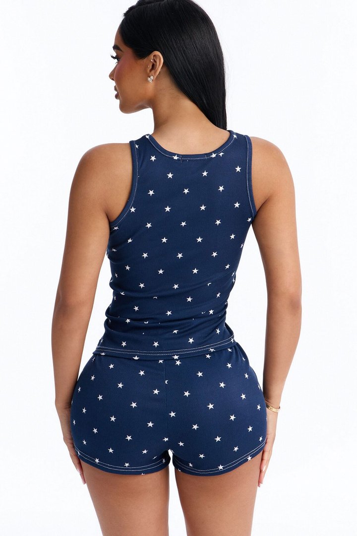 Looking Up At The Stars PJ Short Set - Navy