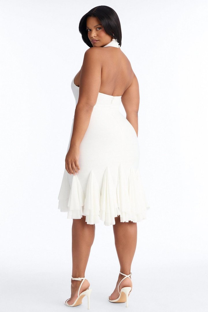Talia Ruffle Bandage Mini Dress - White