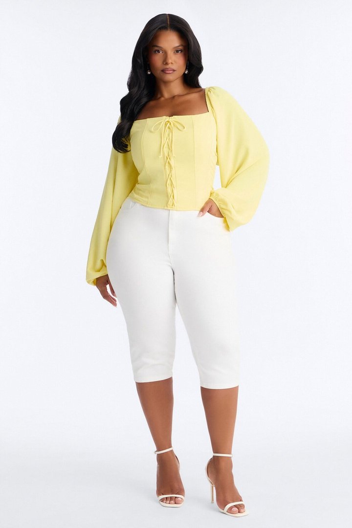 Out To Play Lace Up Airflow Top - Butter Yellow