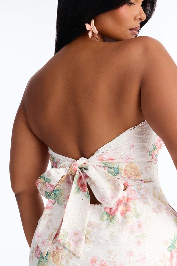 Kallie Floral Eyelet Midi Dress - White/combo