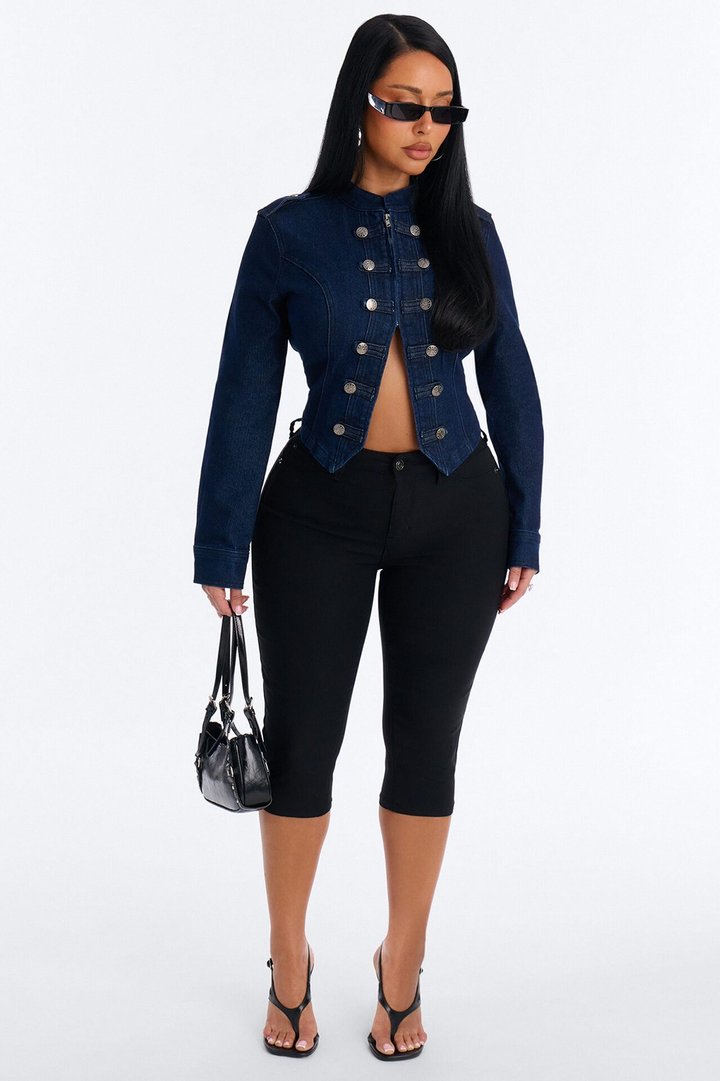 Gather The Troops Stretch Denim Jacket - Dark Wash
